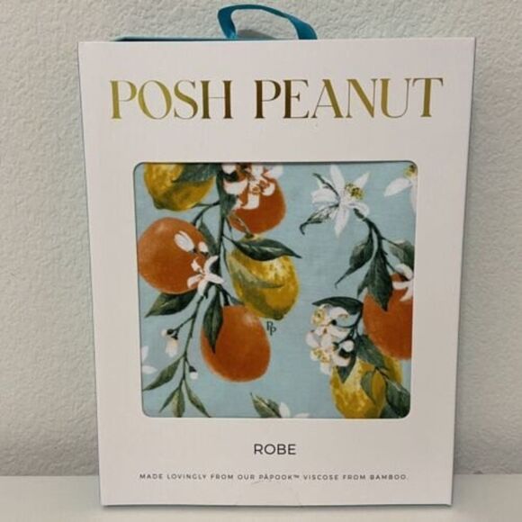 Posh Peanut Mirabella Mommy Robe Bamboo Lemons Oranges Size Large 8-10 NEW - Picture 1 of 5